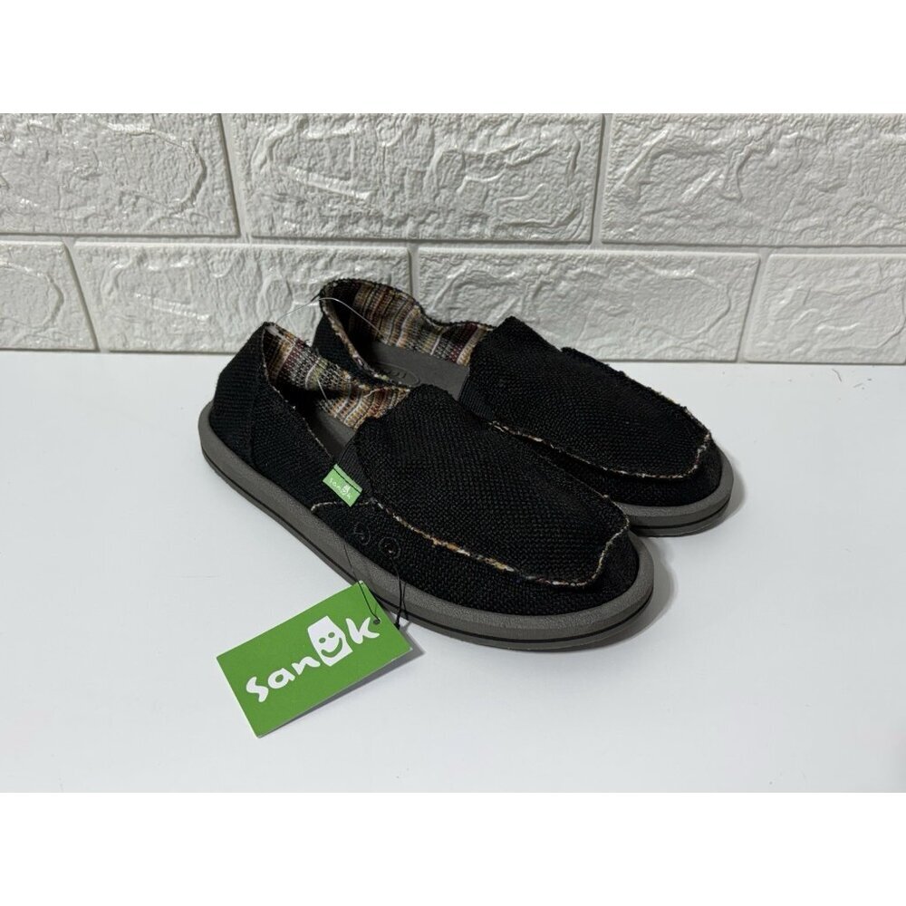 NWT SANUK W DONNA HEMP LOAFER SWF1160 BLACK SIZE W5